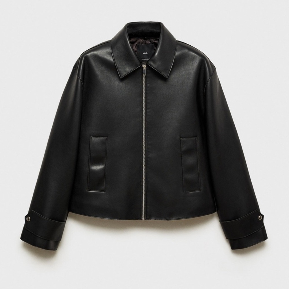 Mango Black Leather Jacket